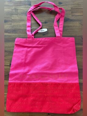 NWT Victoria's Secret Pink and Red Canvas Tote Bag